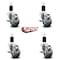 Service Caster 3'' Gray Poly Swivel 1-1/2'' Expanding Stem Caster Set with Brake, 4PK SCC-EX20S314-PPUB-TLB-112-4 - alternate 4